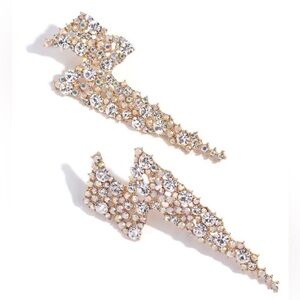 Gold and Silver Crystal Lightning Bolt Earrings